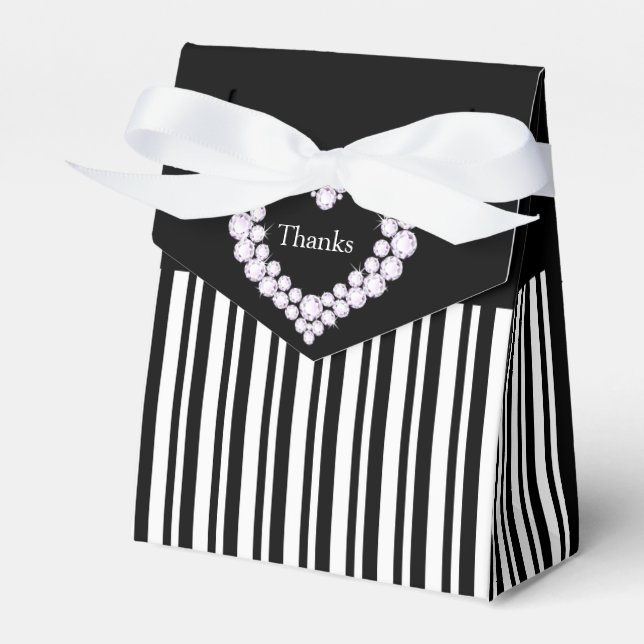 Diamond wedding heart thank you favour box (Front Side)