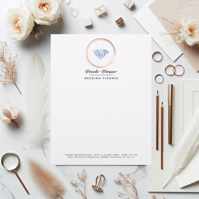 Diamond Wedding Planner Business Branding Custom Letterhead (Diamond Wedding Planner Business Branding Letterhead)