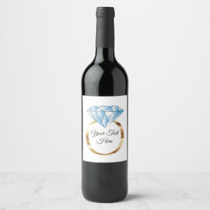 Diamond Wedding Ring Custom Text Wine Label