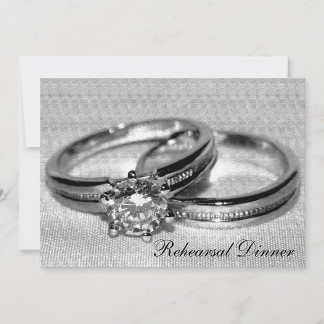 Diamond Wedding Ring Set Rehearsal Dinner Invitation (Front)