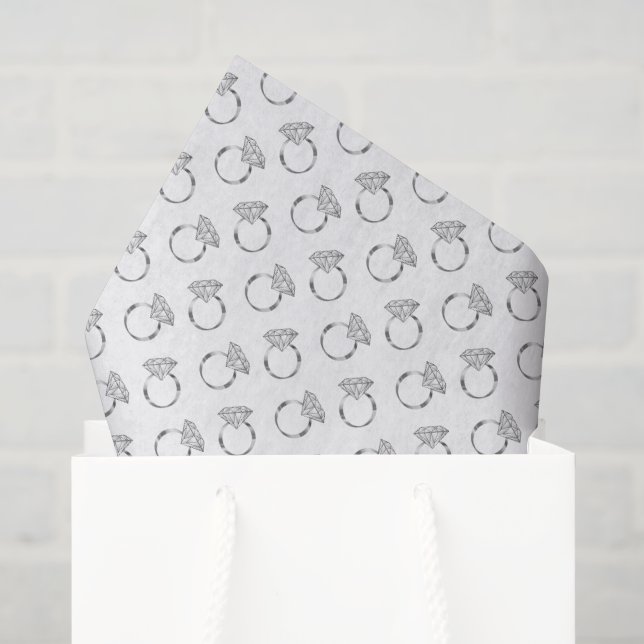 Diamond Wedding Rings Silver Pattern Tissue Paper (Gift Bag)