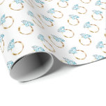Diamond Wedding Rings Wrapping Paper<br><div class="desc">This wrapping paper features an illustration of a diamond wedding ring with a gold band arranged into a cute pattern. Perfect to wrap engagement or wedding gifts!</div>