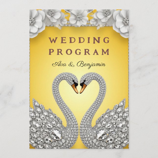 Diamond Wedding Swan Pair Luxury Romance Theme Programme (Front)