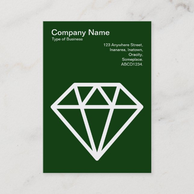 Diamond - White on Dark Forest Green Business Card (Front)