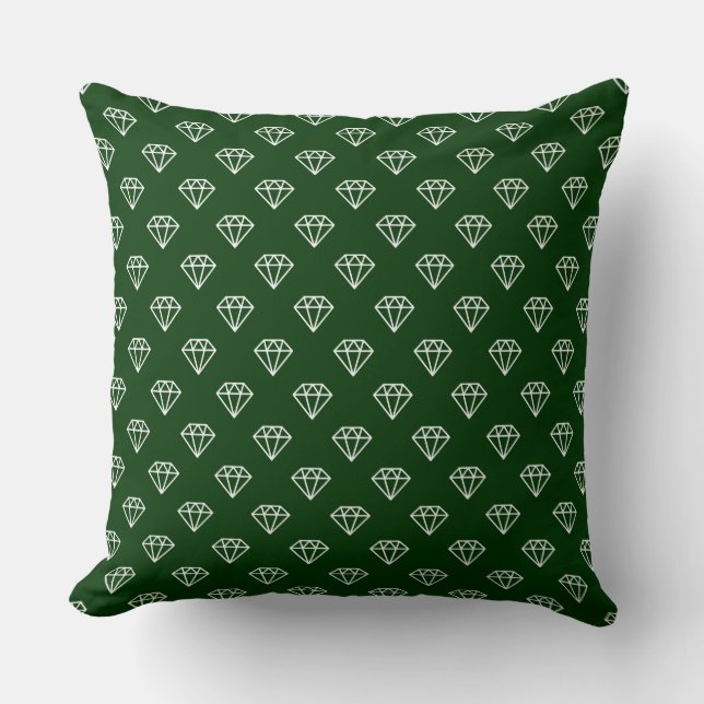 Diamond - White on Dark Forest Green Cushion (Front)