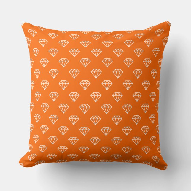 Diamond - White on Orange Cushion (Front)