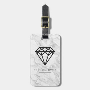 Diamond with Marble Luggage Tag
