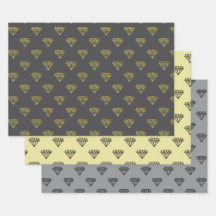 Diamond Wrapping Paper Flat Sheet Set of 3