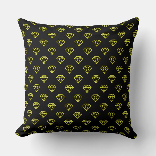 Diamond - Yellow on Black Cushion (Front)