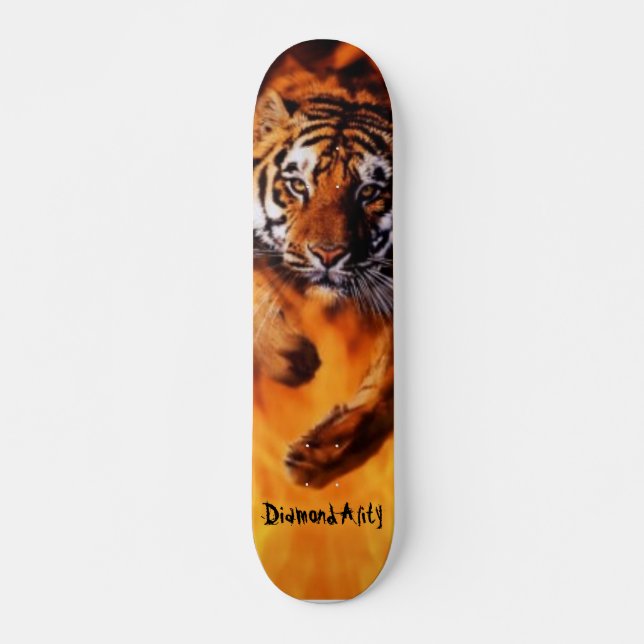 Diamondality Flaming tiger skateboard (Front)
