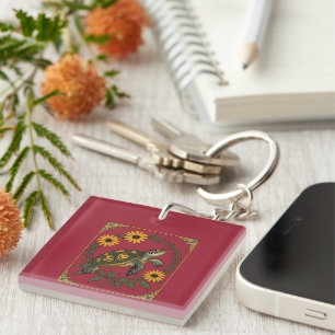 Diamondback Terrapin And Black Eyed Susan Flowers Key Ring