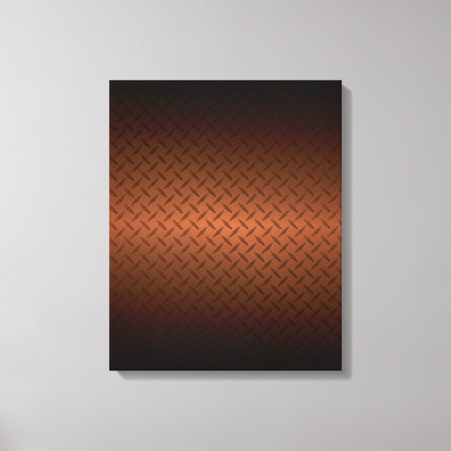 Diamondplate Look Pattern Black to Copper Fade Canvas Print (Front)