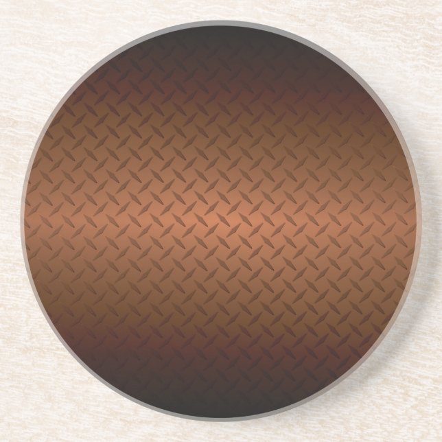 Diamondplate Look Pattern  Black to Copper Fade Coaster (Front)