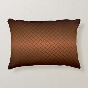 Diamondplate Look Pattern Black to Copper Fade Decorative Cushion