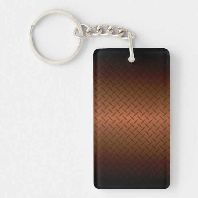 Diamondplate Look Pattern  Black to Copper Fade Key Ring (Front)