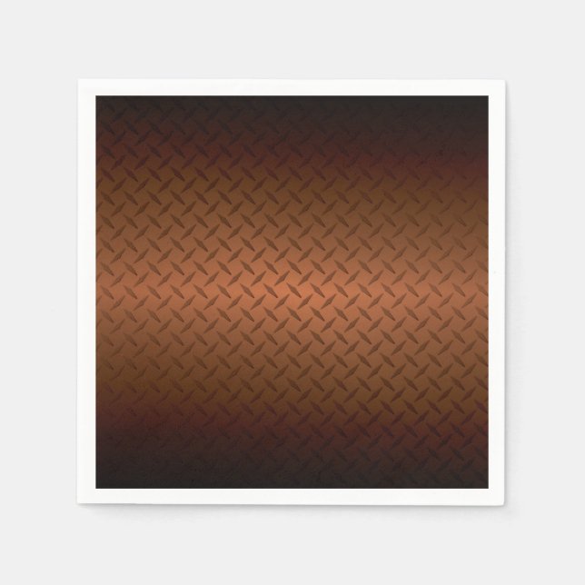 Diamondplate Look Pattern Black to Copper Fade Napkin (Front)