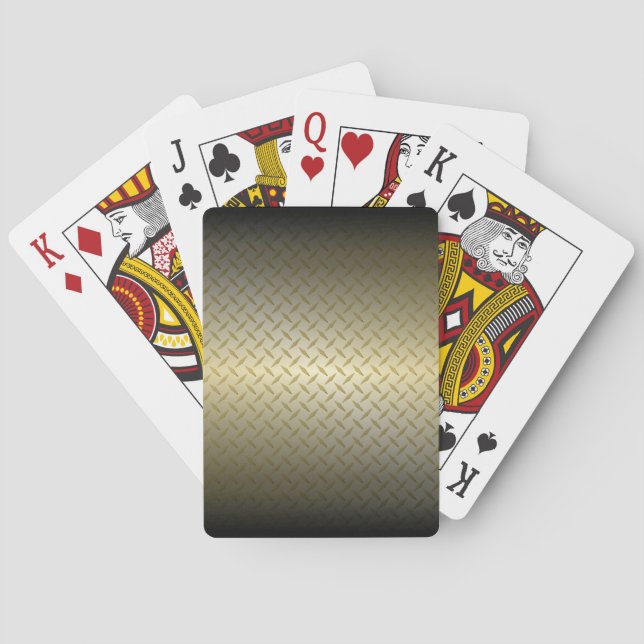 Diamondplate Pattern with Black to Gold Fade Playing Cards (Back)
