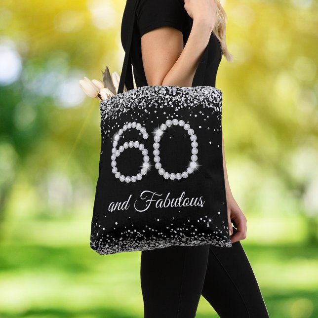 Diamonds 60 fabulous birthday black silver elegant tote bag (Creator Uploaded)