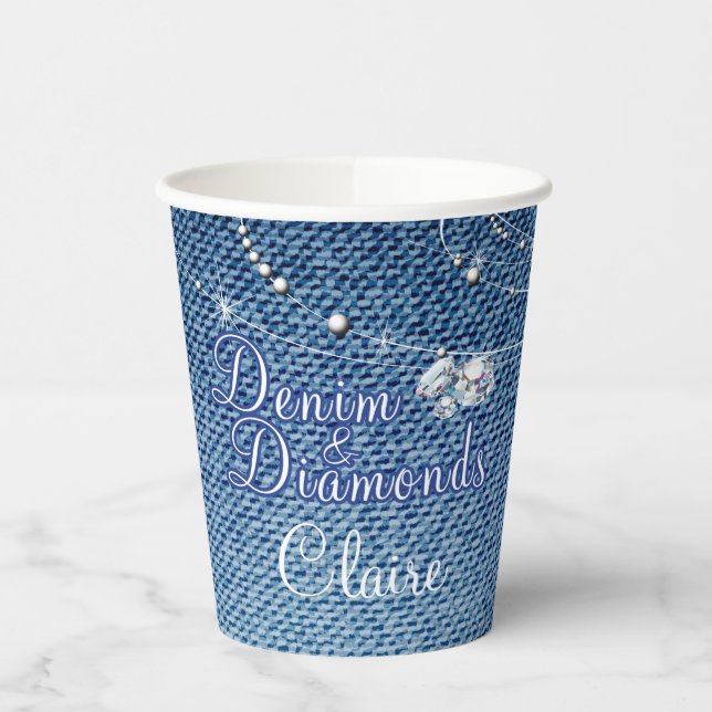 Diamonds and Denim Party Paper Cup (Left)