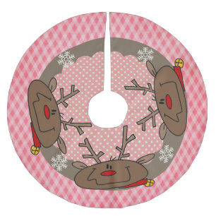 Diamonds and Dots Reindeer Holiday Tree Skirt
