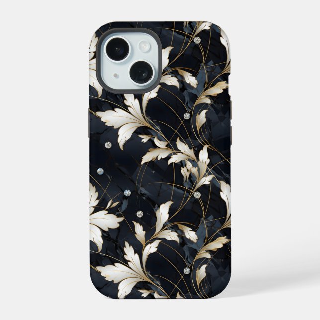 Diamonds and Flowers iPhone 15 Case (Back)
