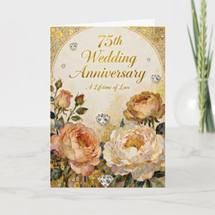 Diamonds and Gold 75th Wedding Anniversary Card