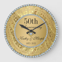 Diamonds And Gold Damask 50th Wedding Anniversary