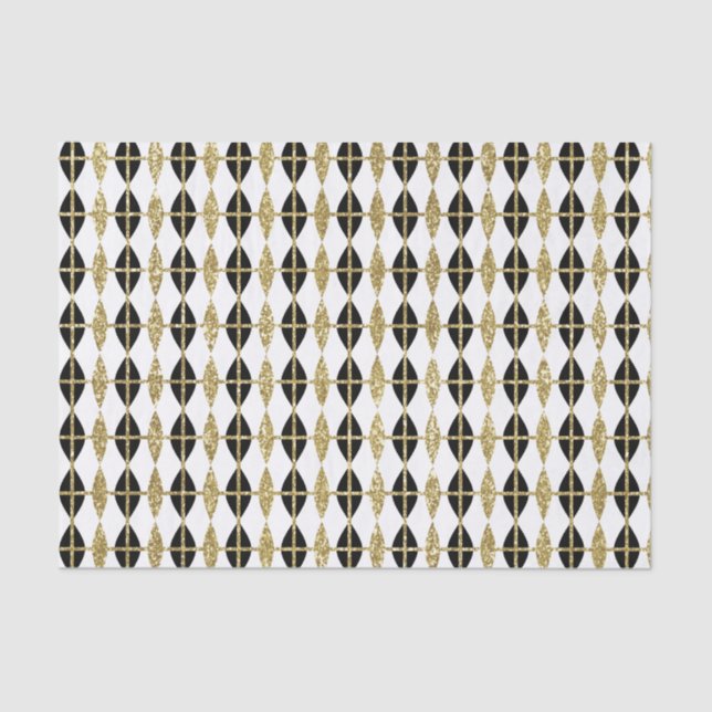 Diamonds and Gold Grid Tissue Paper (Front)