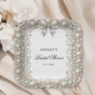 Diamonds and Pearls Bridal Shower Paper Plate