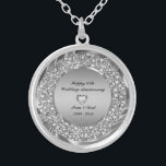 Diamonds And Silver 25th Wedding Anniversary Silver Plated Necklace<br><div class="desc">Encrusted diamonds and silver( image not real or fake diamonds) 25th wedding anniversary customisable necklace.</div>