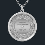 Diamonds And Silver 25th Wedding Anniversary Silver Plated Necklace<br><div class="desc">Encrusted diamonds and silver( image not real or fake diamonds) 25th wedding anniversary customisable necklace.</div>