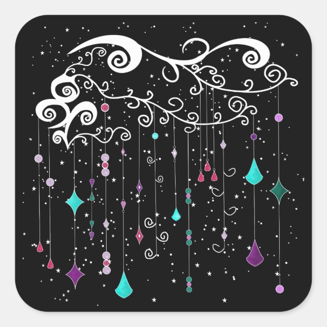 Diamonds and Stars Square Sticker (Front)