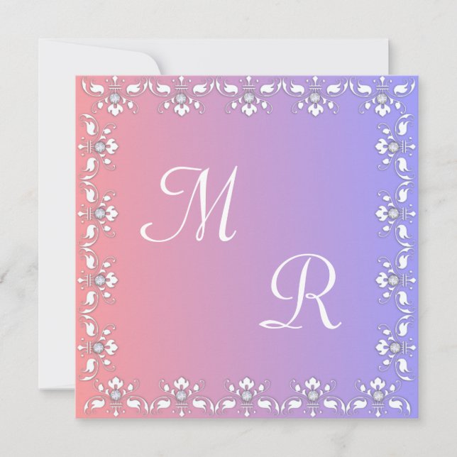 Diamonds and White Elegance Wedding Invitation (Front)