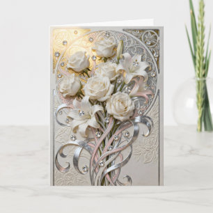 Diamonds and White Flowers Card