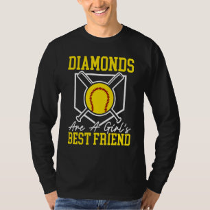Diamonds Are A Girl's Best Friend Softball Player T-Shirt