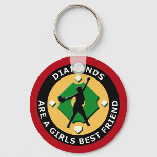 DIAMONDS ARE A GIRLS BEST FRIEND - WOMENS SOFTBALL KEY RING