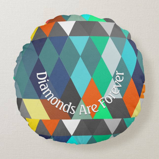 Diamonds Are Forever Modern Geometric Pattern Round Cushion (Front)