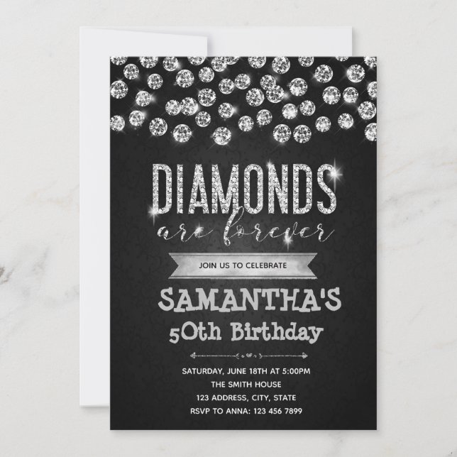 Diamonds are forever party invitation (Front)