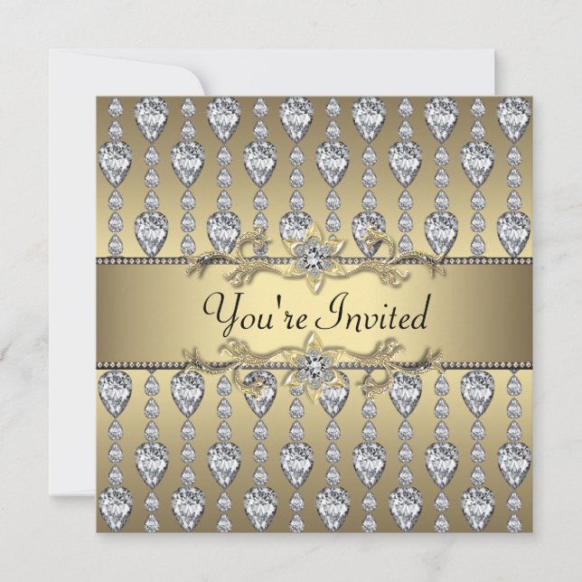 Diamonds Black & Gold All Occasion Party Invitatio Invitation (Front)