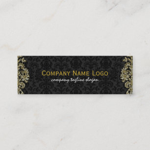 Diamonds Black & Gold Pattern Floral Damasks Mini Business Card