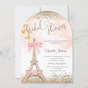 Diamonds Eiffel Tower Butterfly Bridal Shower Invitation