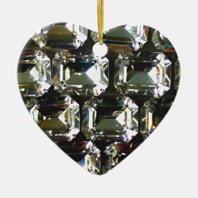 Diamonds, elegant vintage gemstones  ceramic tree decoration (Front)
