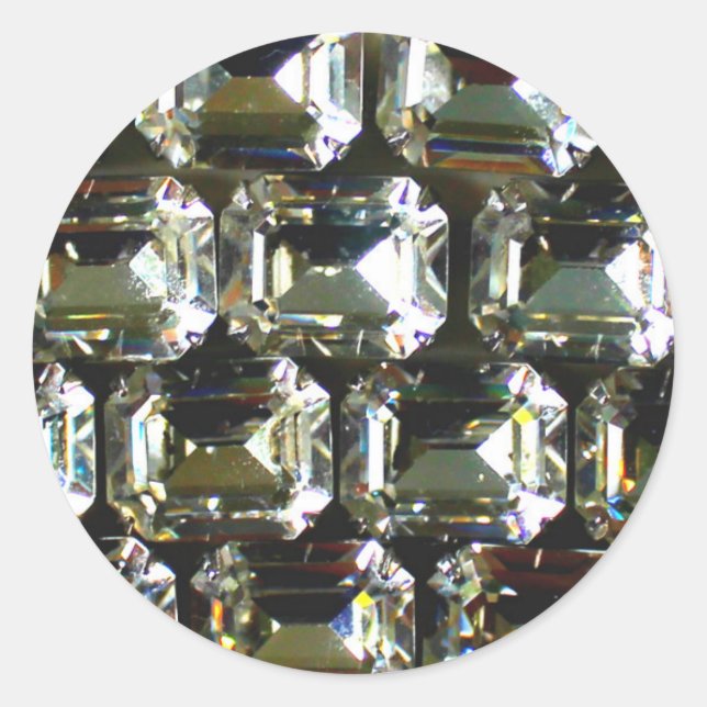 Diamonds, elegant vintage gemstones  classic round sticker (Front)