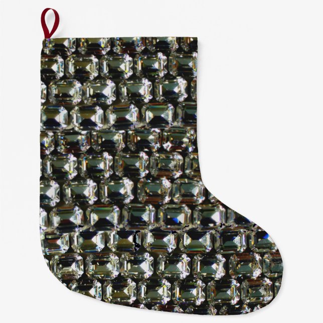 Diamonds, elegant vintage gemstones  large christmas stocking (Front)