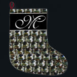 Diamonds, elegant vintage purple gemstones  large christmas stocking<br><div class="desc">Old Hollywood glitz and glamour -elegant purple pink diamonds, gemstone pattern. A great gift idea for the Christmas holiday, birthdays or just because she wonderful! - Give this modern, fabulous, trendy, modern, fun, glittering glamourous luggage tag to your favourite person! The text can be changed using the customise/ personalise tab....</div>