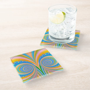 Diamonds Fractal by Shirley Taylor Glass Coaster