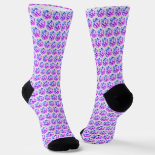 Diamonds/Fractal Mosaic in Blue & Pink Tones Socks