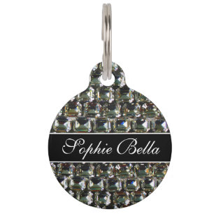 Diamonds, gemstone jewellery pattern  pet ID tag