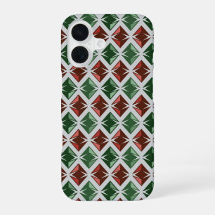 DIAMONDS Geometric Gems Red Green iPhone 16 Case