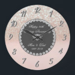 Diamonds Glitter Bokeh 25th Wedding Anniversary Large Clock<br><div class="desc">Elegant silver diamonds wedding anniversary clock.</div>